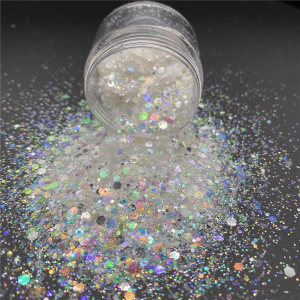 White Opal GLOW Glitter - Chunky Mix – Motor City Glitter